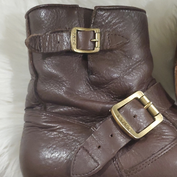 Frye Dark Brown Leather Moto Boots - Picture 5 of 12